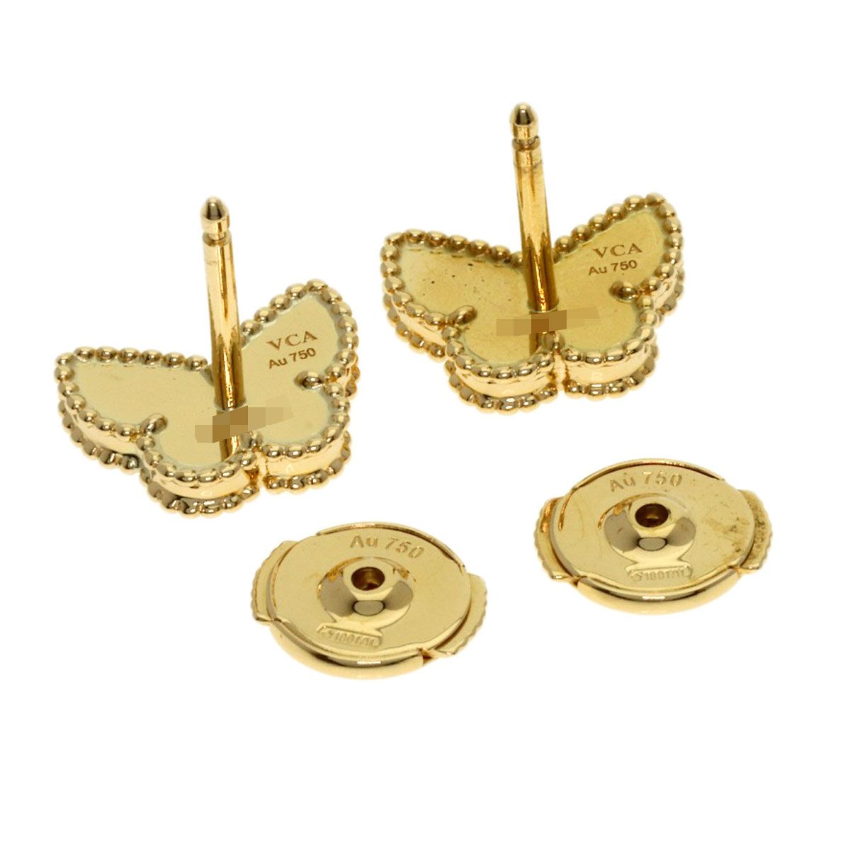 Van Cleef & Arpels Sweet Alhambra Papillon Shell Earrings 18K Yellow Gold — view 3