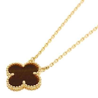 Van Cleef & Arpels Vintage Alhambra Tiger Eye Necklace 18K Yellow Gold