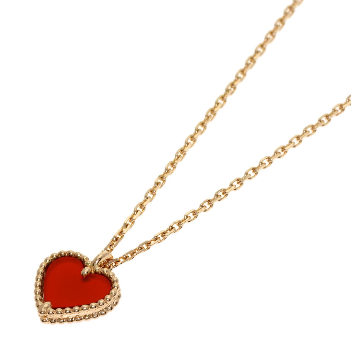 Van Cleef & Arpels Sweet Heart Carnelian Necklace 18K Pink Gold