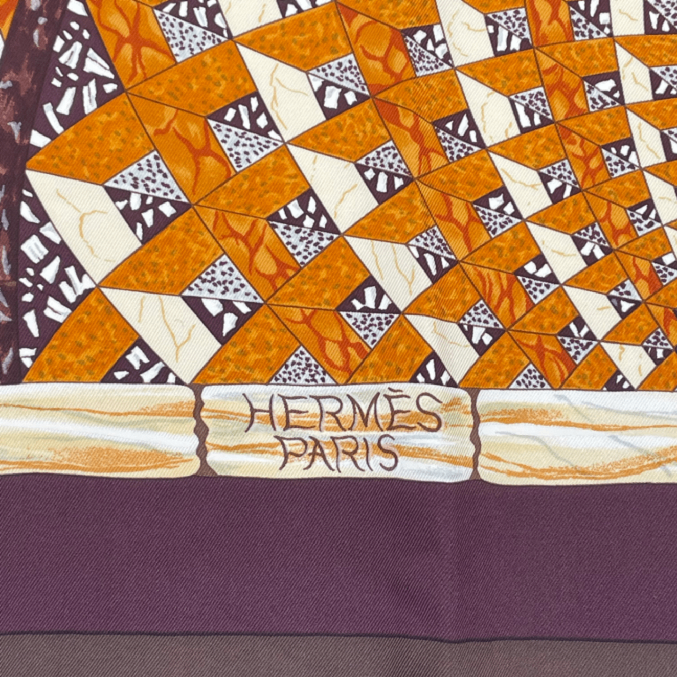 Hermes Carre 90 Triumph Of Venice Trophees de Venise Scarf Silk Brown Horse — view 6