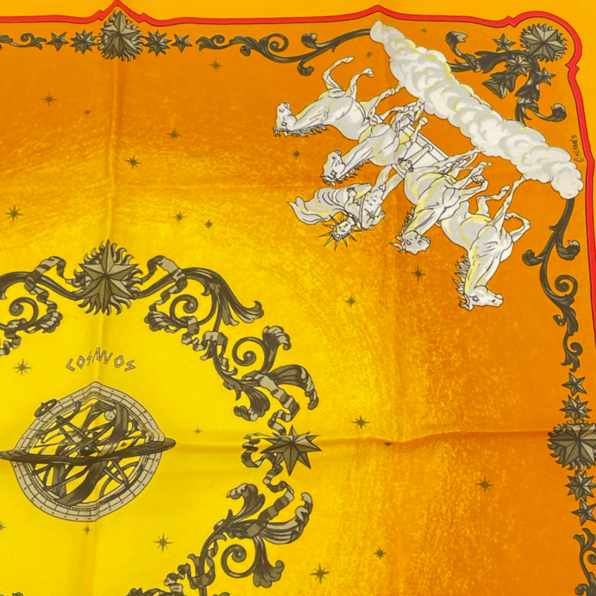 Hermes Scarf Cosmos Space Viewing Silk Orange Multicolor — view 3