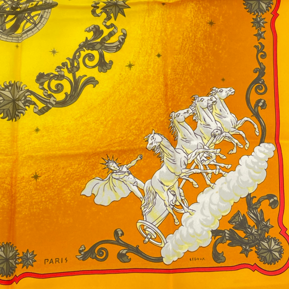 Hermes Scarf Cosmos Space Viewing Silk Orange Multicolor — view 5