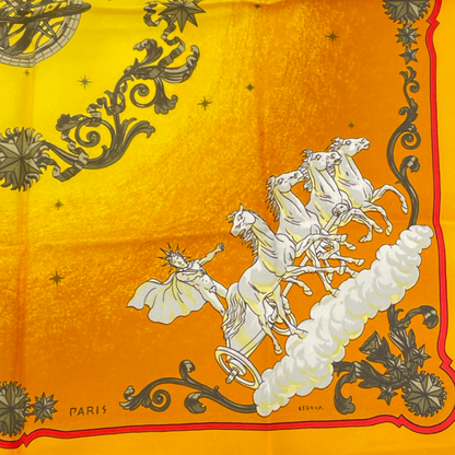 Hermes Scarf Cosmos Space Viewing Silk Orange Multicolor — view 5