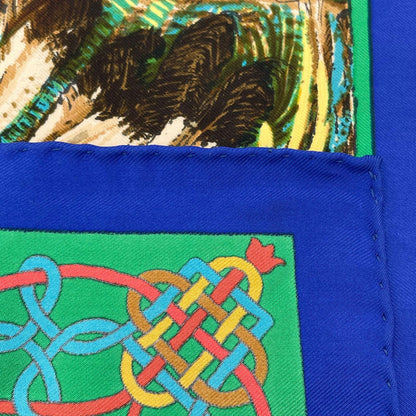 Hermes Les Cheyenne Carre 90 Silk Navy Multicolor Scarf — view 6