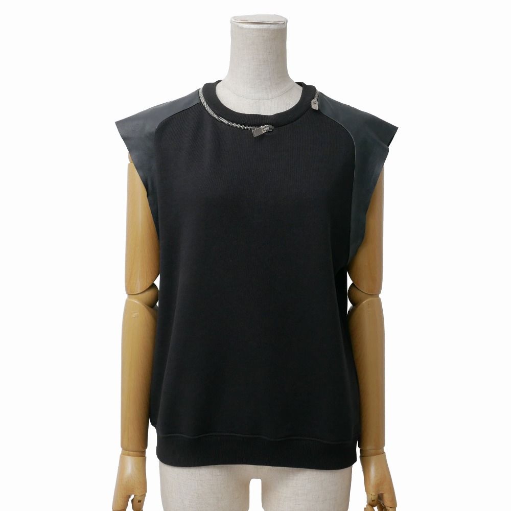 Saint Laurent Paris Top S Lambskin Contrast Sweatshirt Zipper Decoration