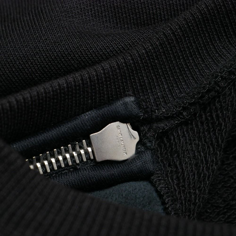 Saint Laurent Paris Top S Lambskin Contrast Sweatshirt Zipper Decoration — view 6