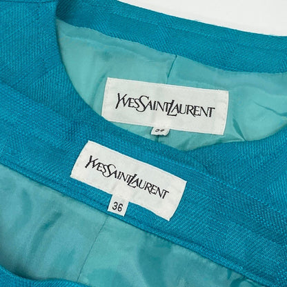 Saint Laurent Set Skirt Suit Collarless Jacket Knee Length All Over Pattern 36 — view 8