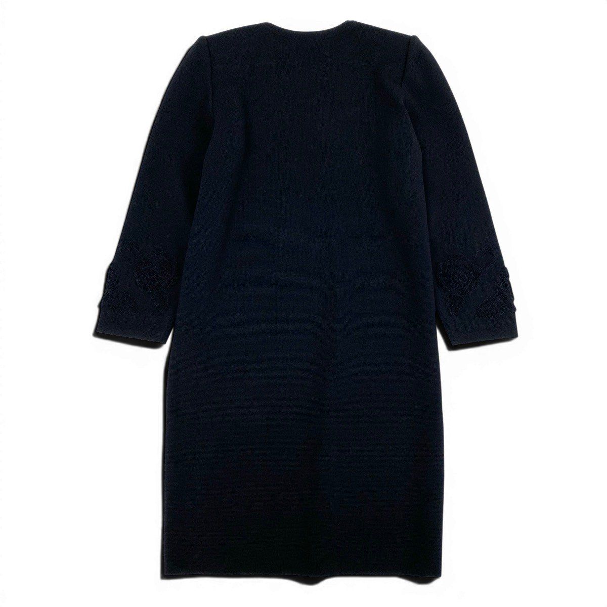 Saint Laurent Long Knit Dress Embroidery Rose Pattern Long Sleeve M Black Wool — view 3