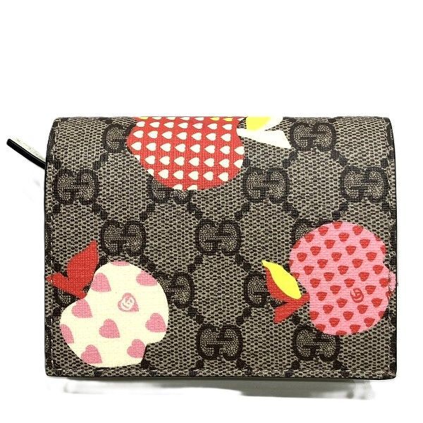 Gucci GG Supreme Les Pomme Apple Bifold Wallet