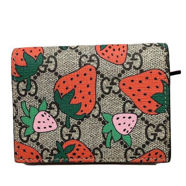 Gucci GG Supreme Strawberry Mini Wallet Bifold — view 2