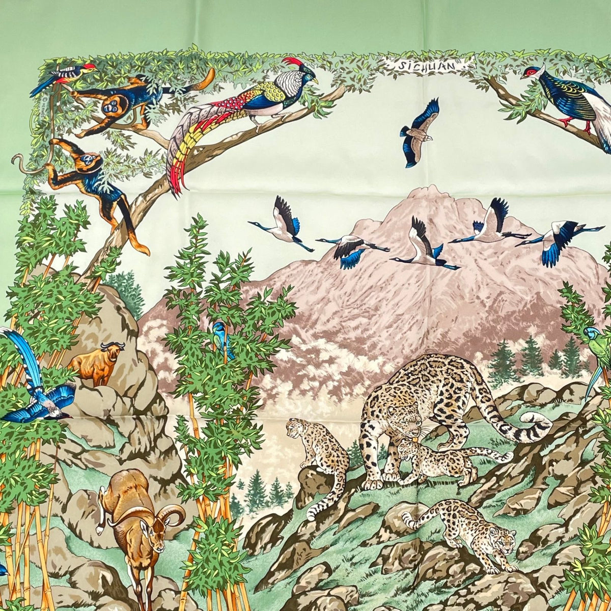 Hermes Carre 90 Sichuan Silk Scarf Green — view 3