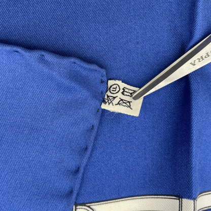 Hermes Silk 48 Horses In The Paddock Scarf Blue — view 7