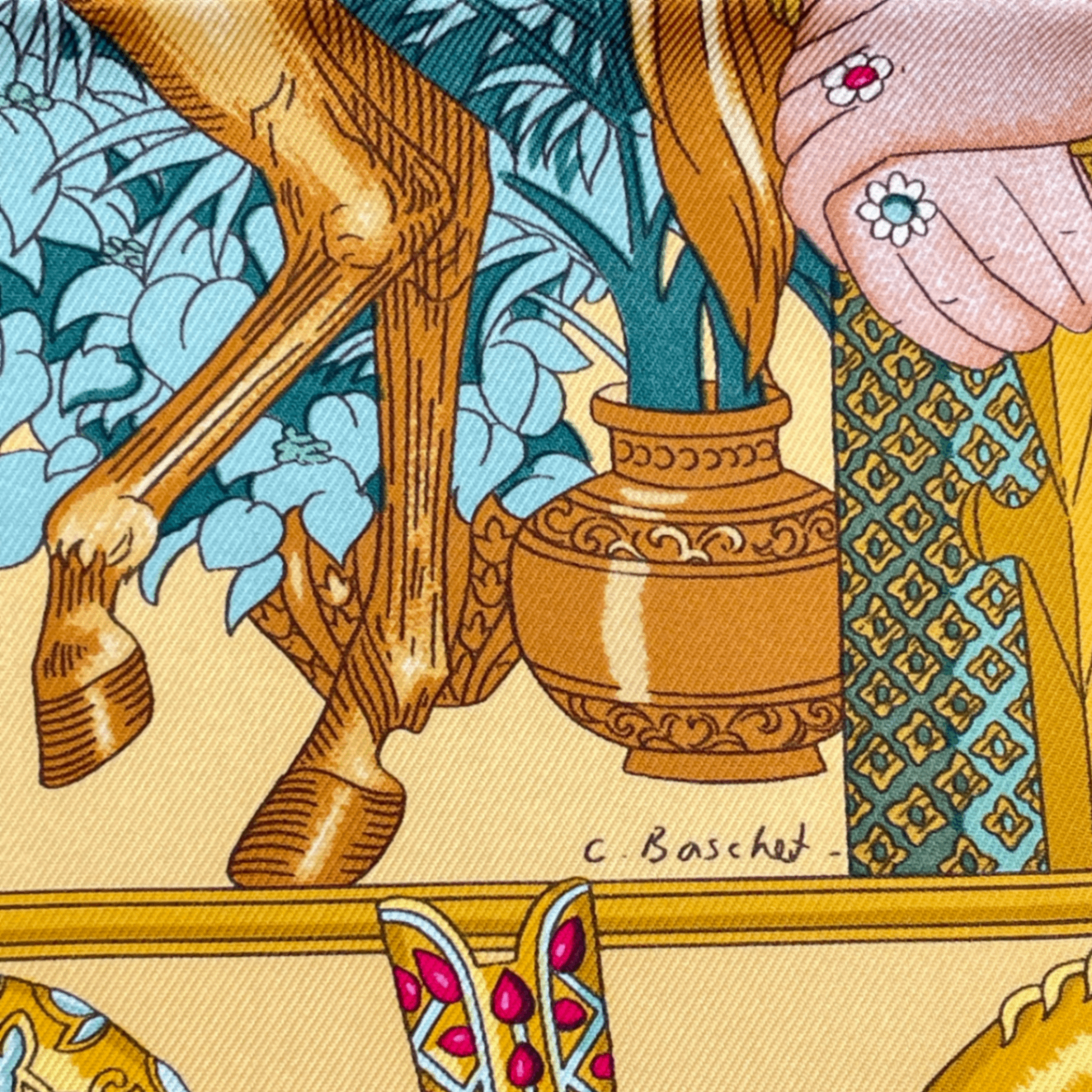 Hermes Carre 90 Silk Scarf Splendeur Des Maharajas Yellow Multicolor — view 8