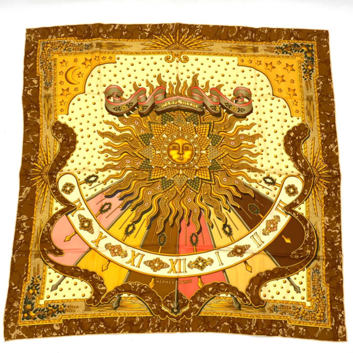 Hermes Scarf Carre 90 Silk Carpe Diem Enjoy Today Seize The Day Sun