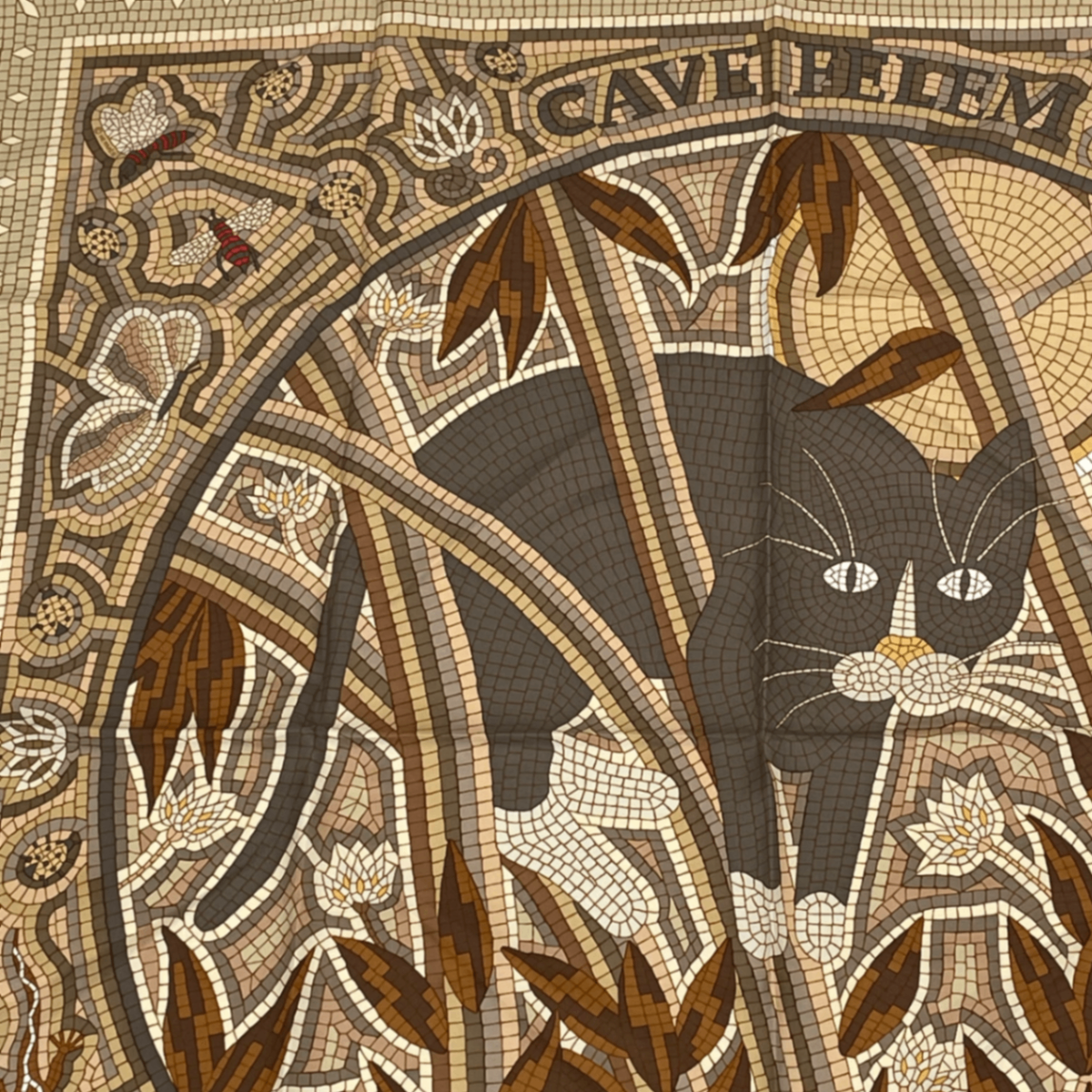 Hermes Carre 90 Cave Felem Beware Of Cats Brawan Scarf Silk — view 2