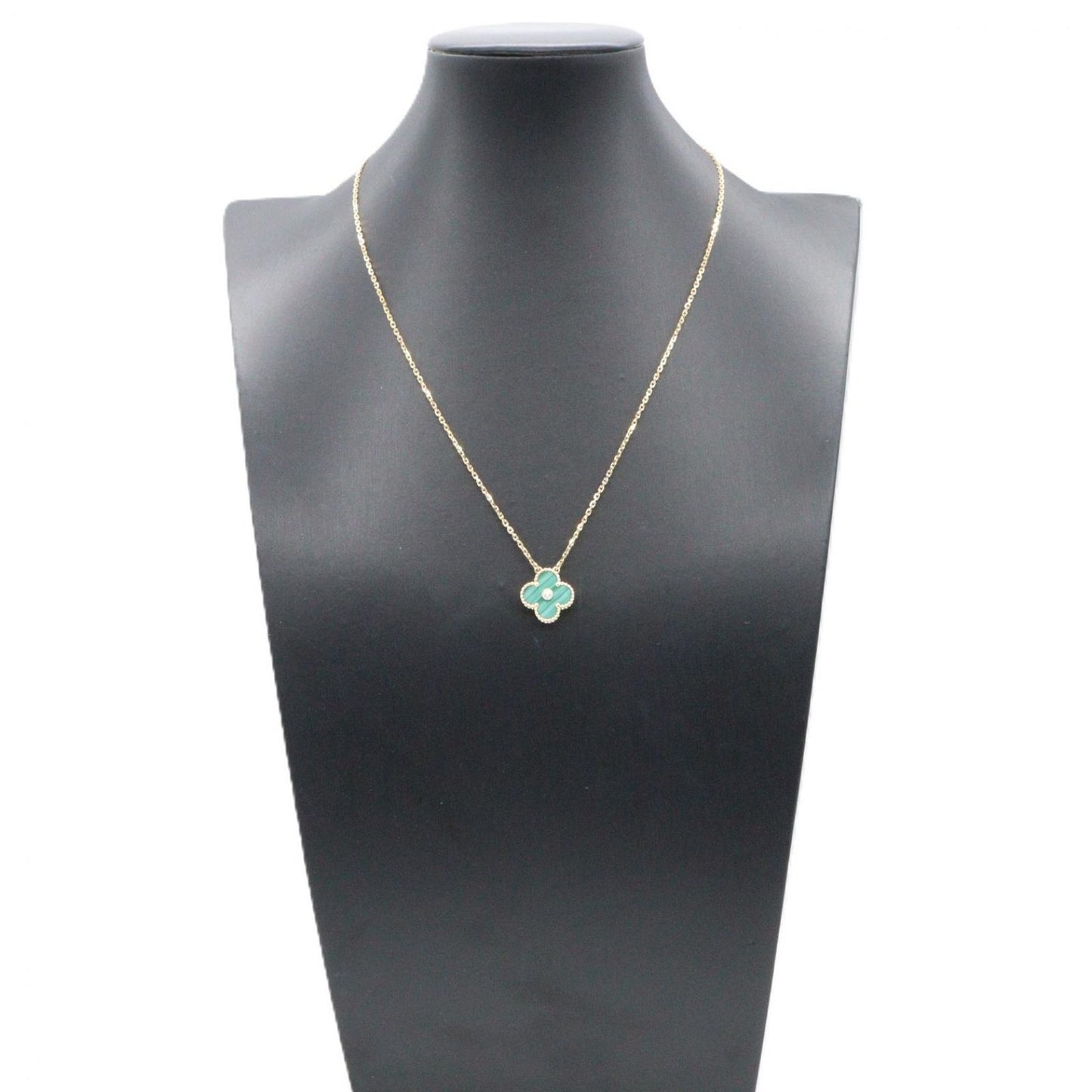 Van Cleef & Arpels Necklace Vintage Alhambra 37 41.5 18K Diamond Malachite — view 6