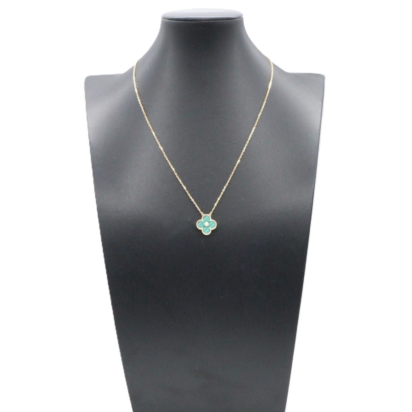 Van Cleef & Arpels Necklace Vintage Alhambra 37 41.5 18K Diamond Malachite — view 6