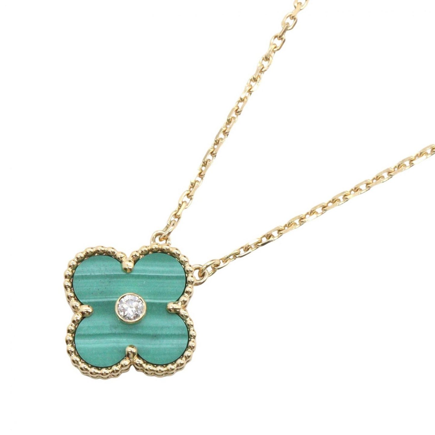 Van Cleef & Arpels Necklace Vintage Alhambra 37 41.5 18K Diamond Malachite