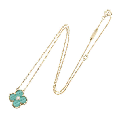 Van Cleef & Arpels Necklace Vintage Alhambra 37 41.5 18K Diamond Malachite — view 2