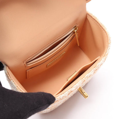 Chanel Shoulder Bag Quilted Vanity 2-Way Beige White Fabric Leather — view 3