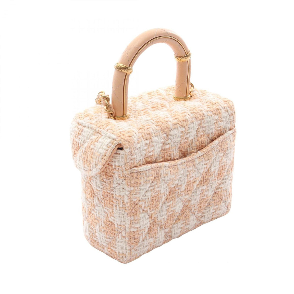 Chanel Shoulder Bag Quilted Vanity 2-Way Beige White Fabric Leather — view 2