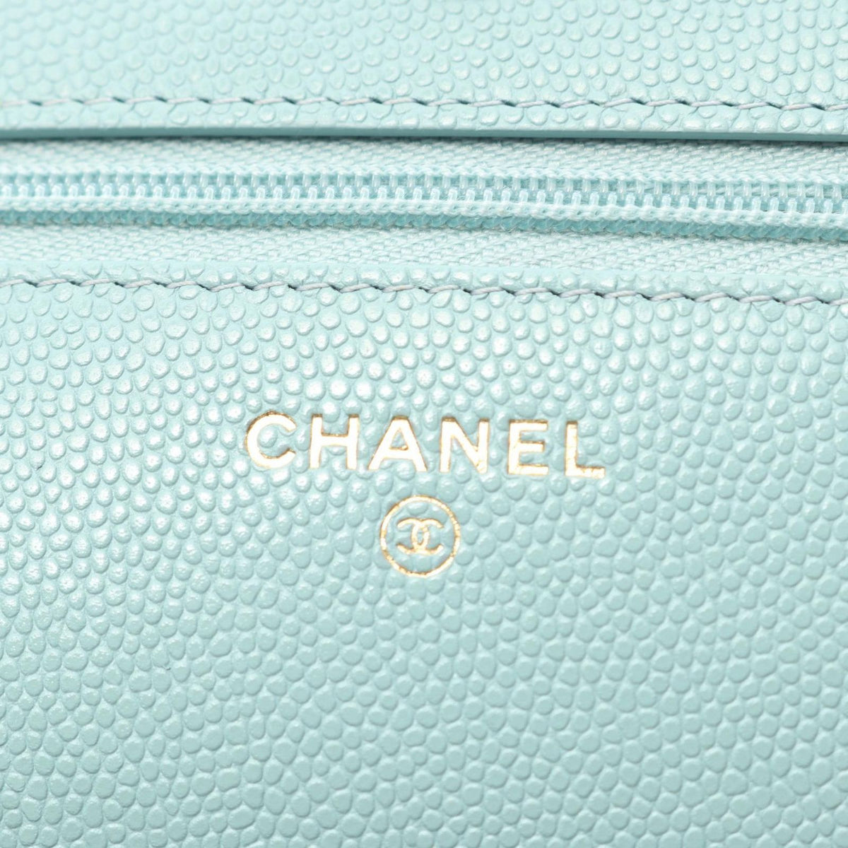 Chanel Shoulder Bag Quilted Light Blue Caviar Leather Chain Wallet — view 5