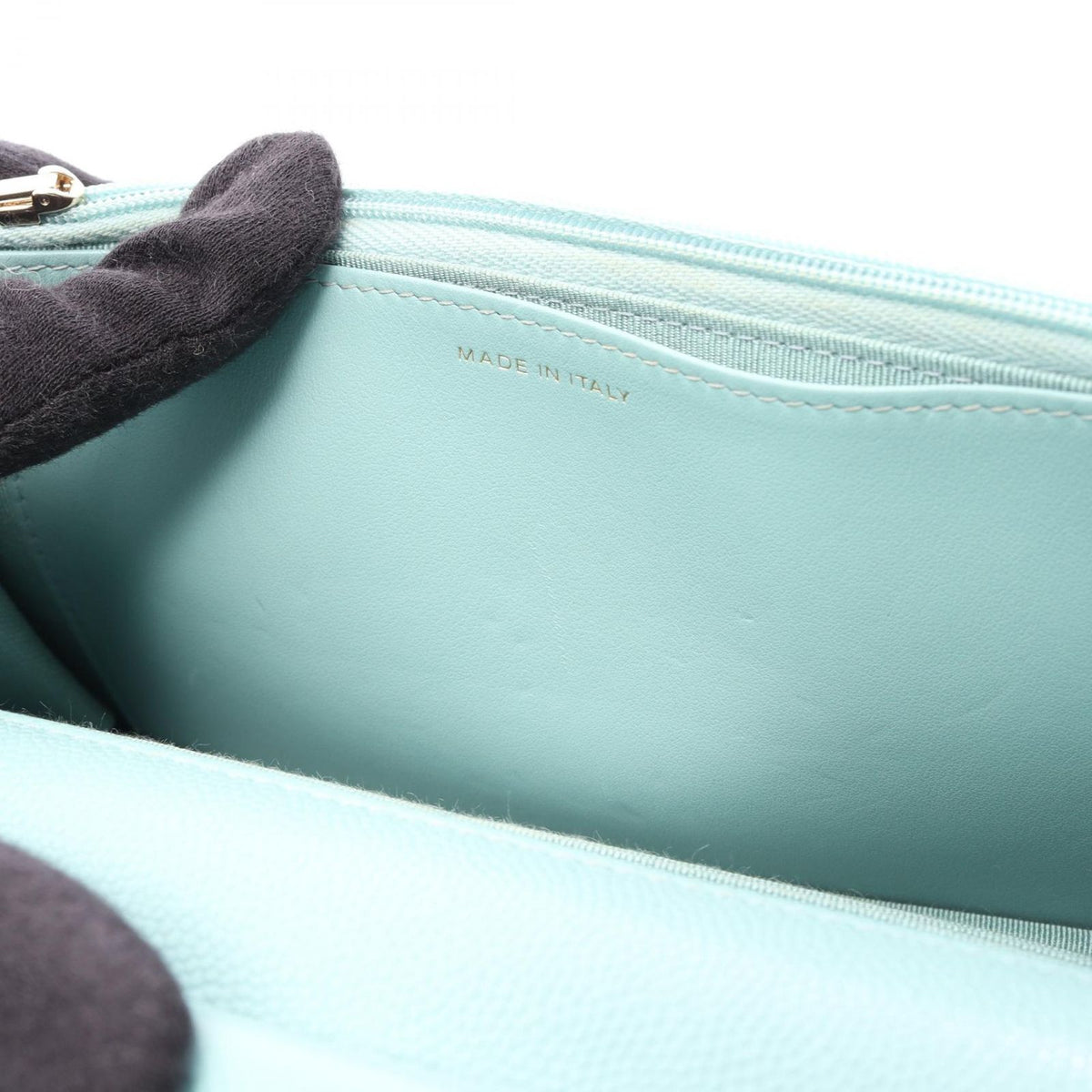 Chanel Shoulder Bag Quilted Light Blue Caviar Leather Chain Wallet — view 7
