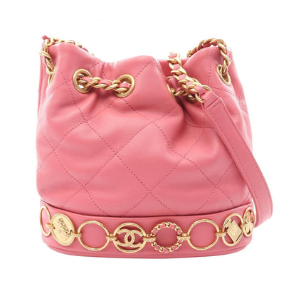 Chanel Shoulder Bag Quilted Pink Lambskin Small Bucket Chain