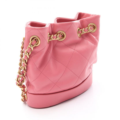 Chanel Shoulder Bag Quilted Pink Lambskin Small Bucket Chain — view 2