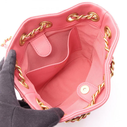 Chanel Shoulder Bag Quilted Pink Lambskin Small Bucket Chain — view 3