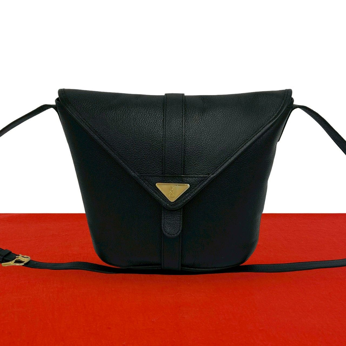 Saint Laurent Vintage Logo Leather Mini Shoulder Bag Black