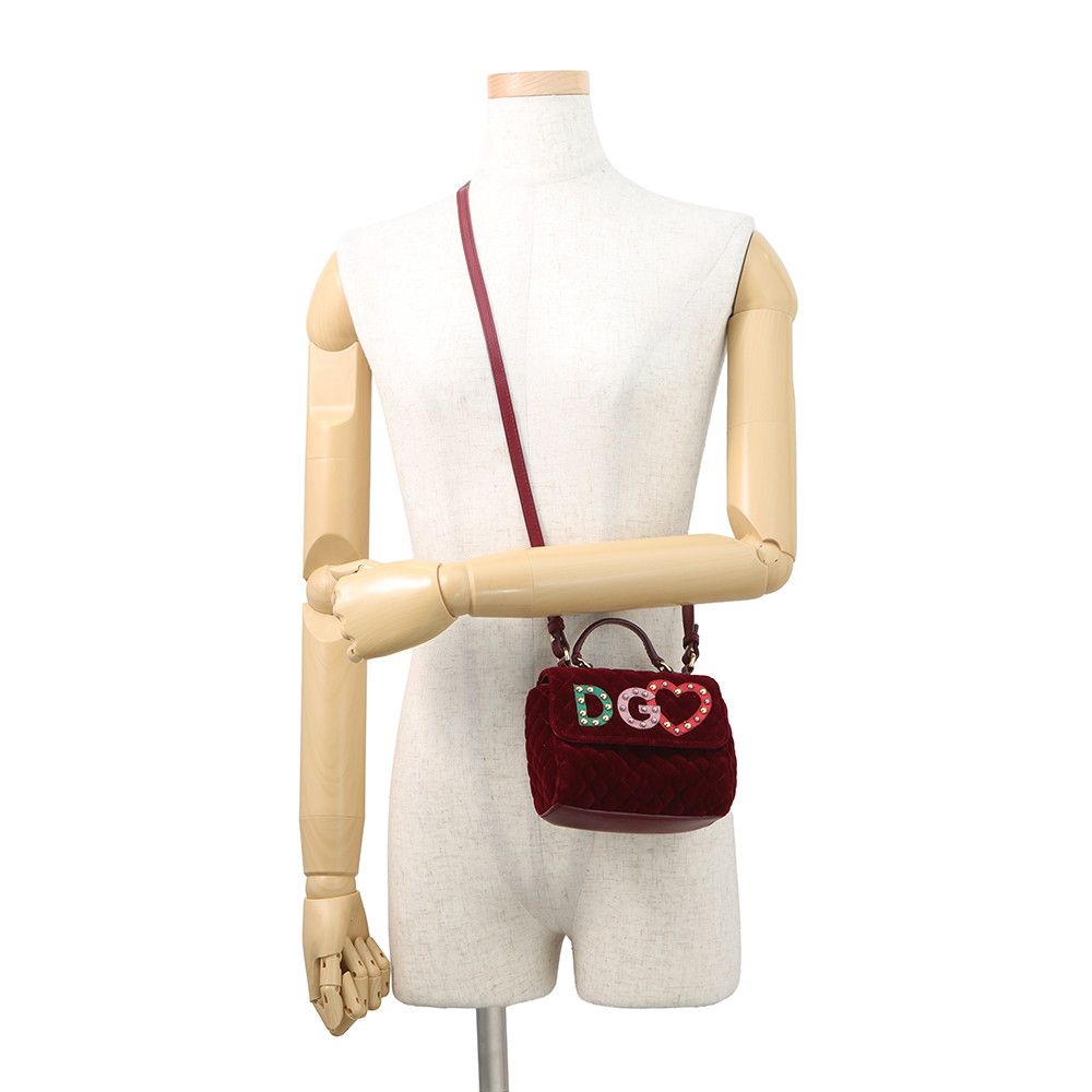 Dolce & Gabbana Handbag Logo Studded Pouch Velour & 2-Way — view 4