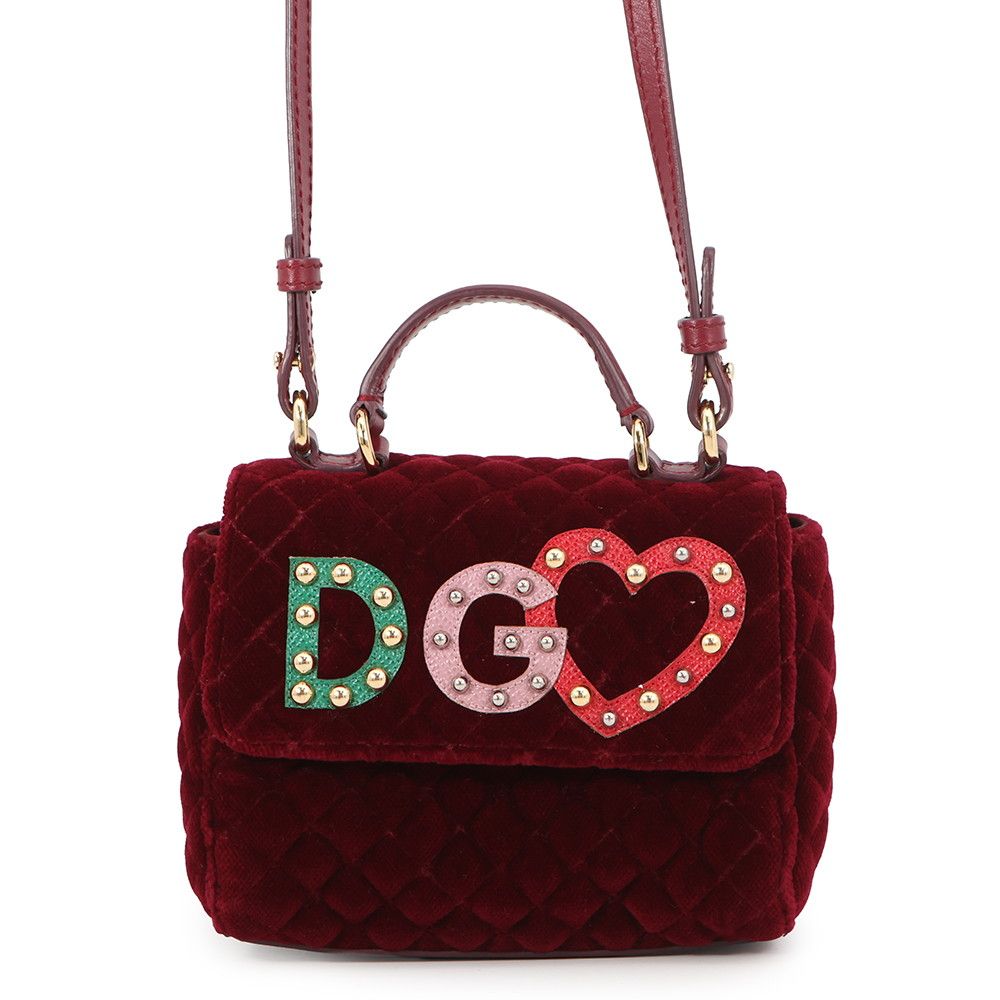 Dolce & Gabbana Handbag Logo Studded Pouch Velour & 2-Way