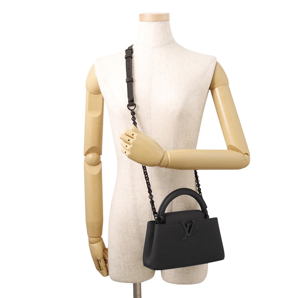 Louis Vuitton Matte Calf Leather Capucines East West Mini Bag 2-Way Black — view 5