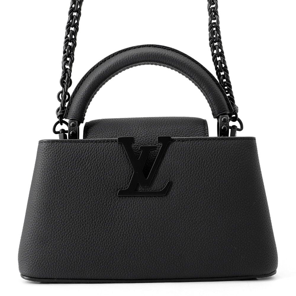 Louis Vuitton Matte Calf Leather Capucines East West Mini Bag 2-Way Black