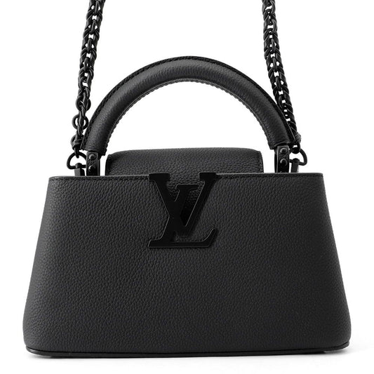 Louis Vuitton Matte Calf Leather Capucines East West Mini Bag 2-Way Black