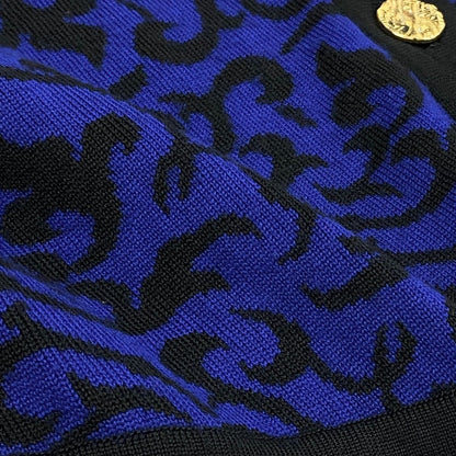 Saint Laurent Knit Jacket Cardigan Gold Button M Black Blue Wool — view 8