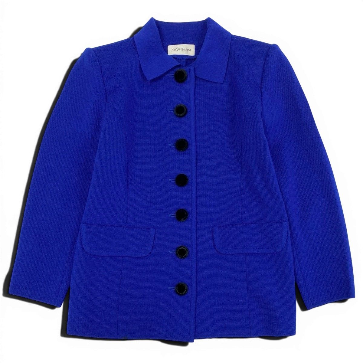 Saint Laurent Knit Jacket Velour Button Wool M Blue — view 2