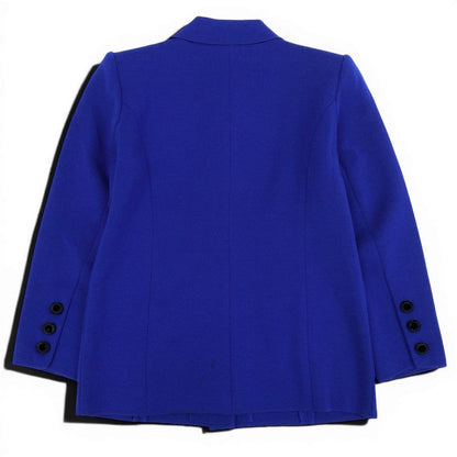 Saint Laurent Knit Jacket Velour Button Wool M Blue — view 3