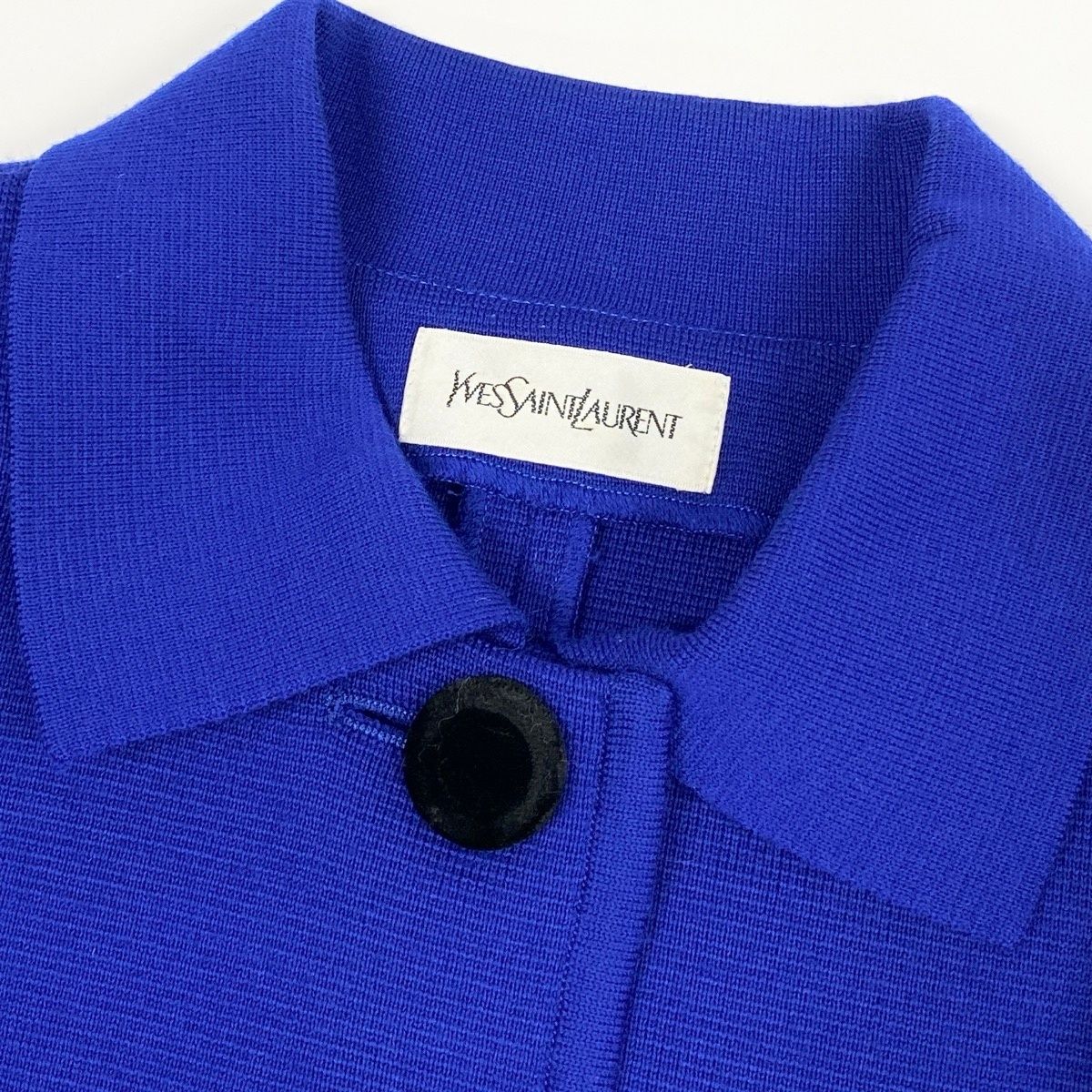 Saint Laurent Knit Jacket Velour Button Wool M Blue — view 6