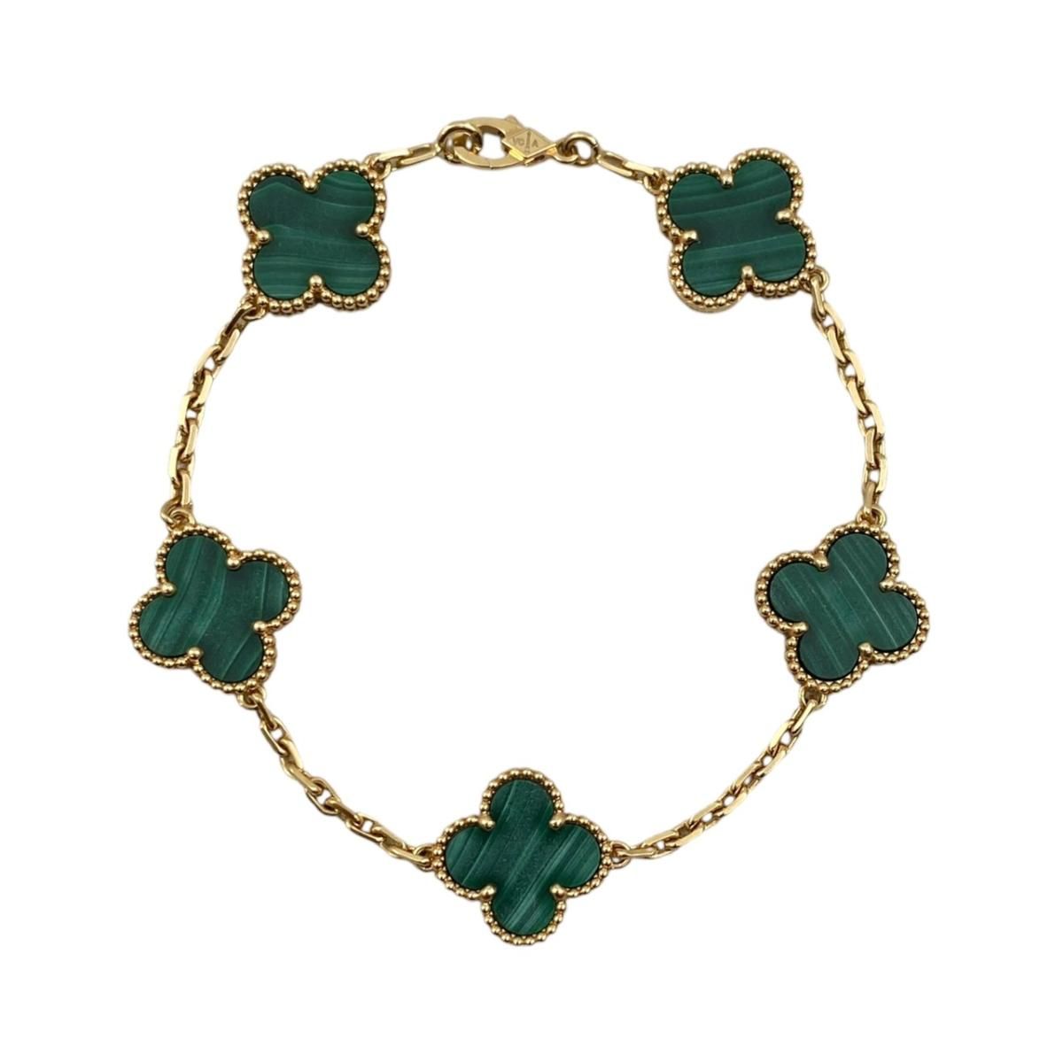 Van Cleef & Arpels Bracelet Vintage Alhambra 5 Motifs Yellow Gold Malachite — view 2