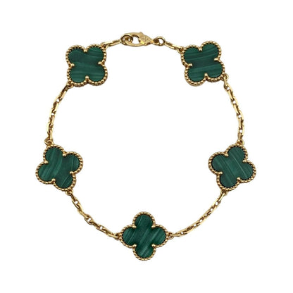 Van Cleef & Arpels Bracelet Vintage Alhambra 5 Motifs Yellow Gold Malachite — view 2