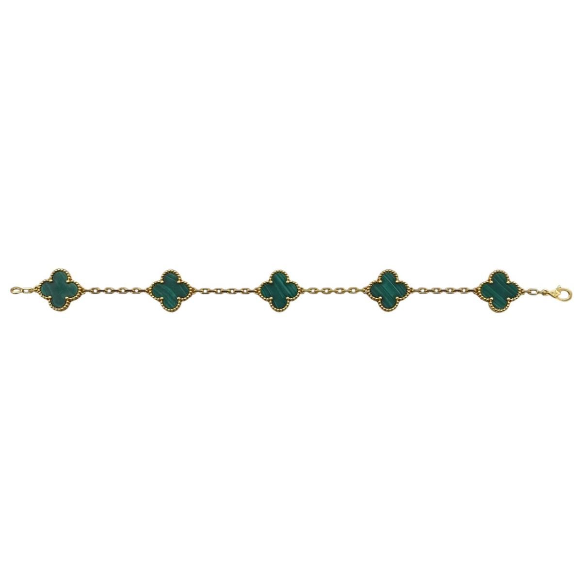 Van Cleef & Arpels Bracelet Vintage Alhambra 5 Motifs Yellow Gold Malachite — view 3