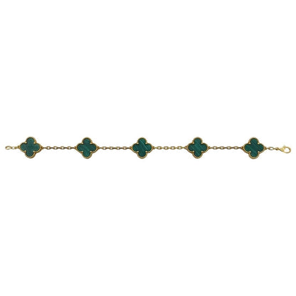 Van Cleef & Arpels Bracelet Vintage Alhambra 5 Motifs Yellow Gold Malachite — view 3