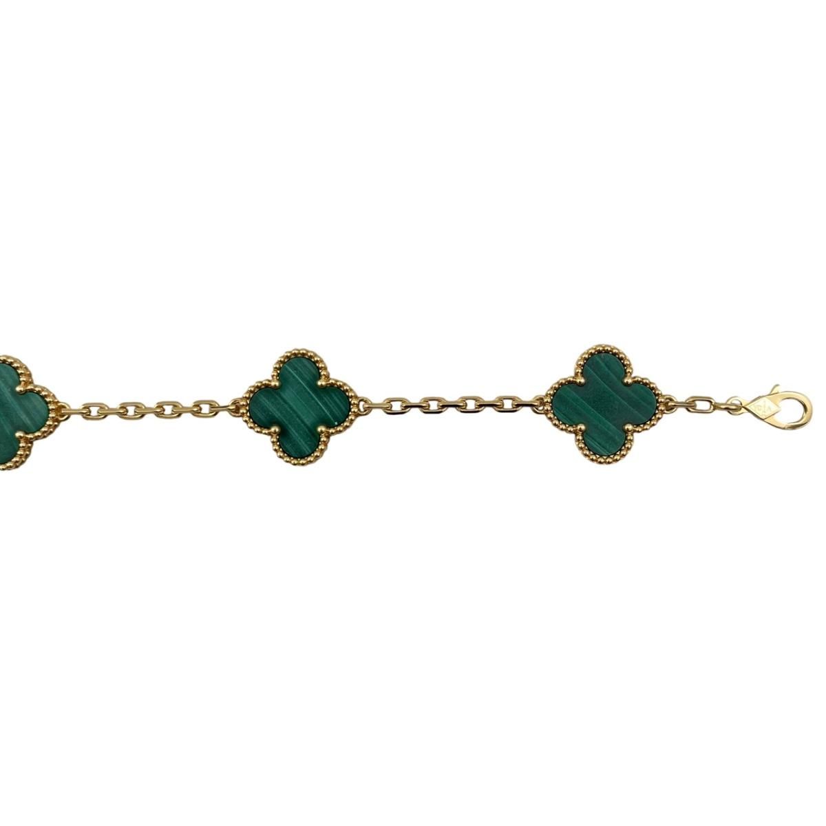 Van Cleef & Arpels Bracelet Vintage Alhambra 5 Motifs Yellow Gold Malachite — view 5
