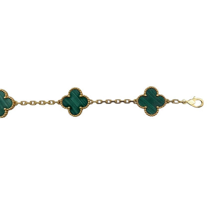 Van Cleef & Arpels Bracelet Vintage Alhambra 5 Motifs Yellow Gold Malachite — view 5