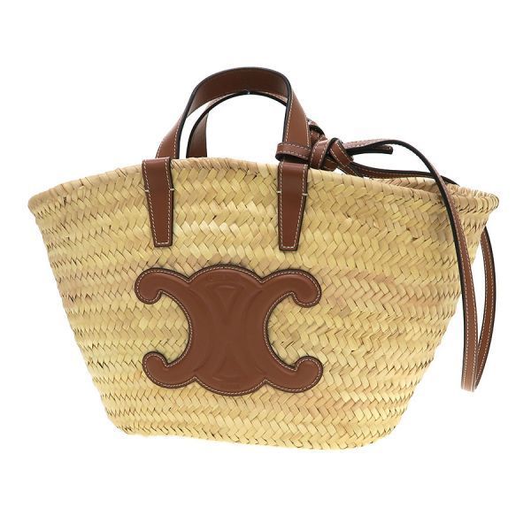 Celine Teen Classic Panier Raffia&Calfskin Messenger Bag