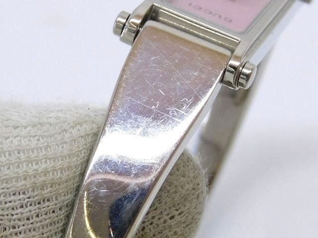 Gucci Watch Bangle Stainless Steel Square Dial Quartz Pink Shell — view 3