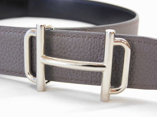 Hermes Belt Waist 90 With External Hole Reversible Royale Silver Buckle