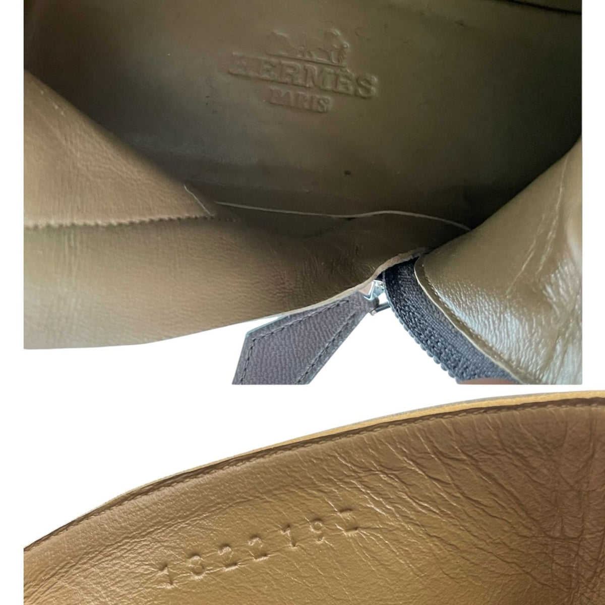 Hermes Short Boots Shoes Thick Leather Gray Blue — view 8